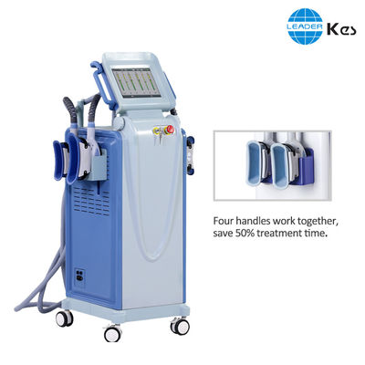 सेल्युलाईट न्यूनीकरण Cryolipolysis मशीन फैट 4 हैंडल के साथ मशीन बर्फ़ीली